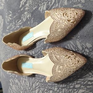 Rose Gold embellished flats